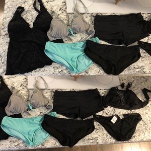 Lot of 3 swimsuit tops & 4 bikini bottoms (M&L)